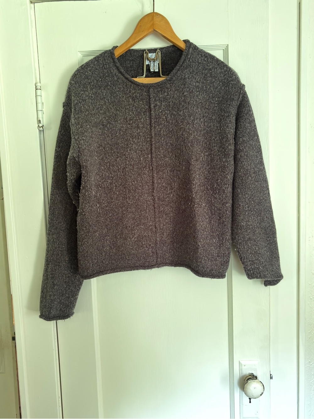 LOFT Charcoal Crewneck Sweater with Center Seam
